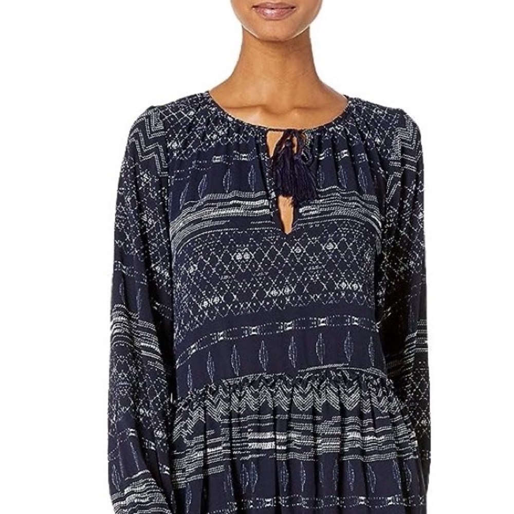 Misa Los Angeles | Navy Printed Viscose Blouse Size S